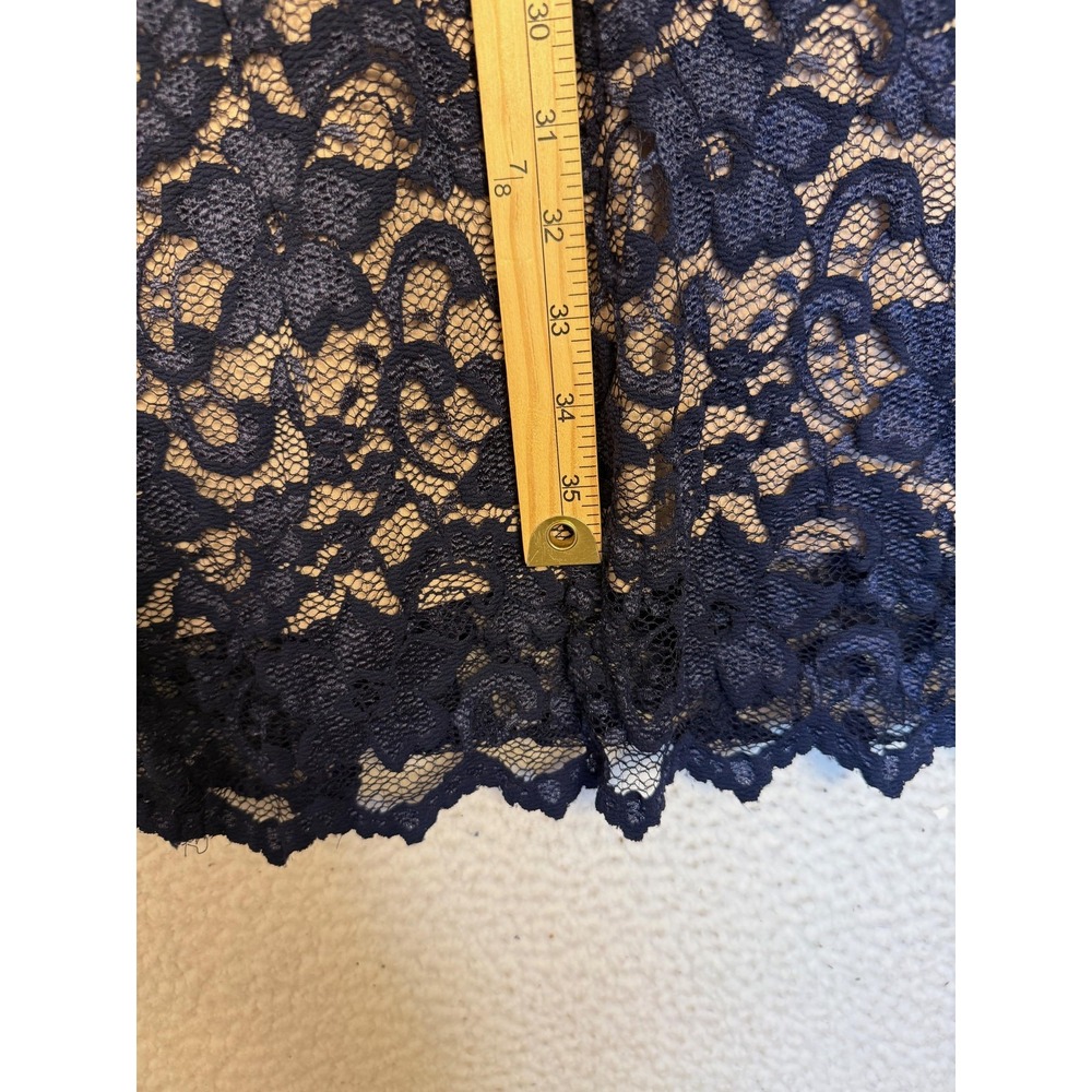 Belle Badgley Mischka 12 Blue Lace Sheath Dress Elbow Sleeve Event Wedding Guest - Picture 5 of 7